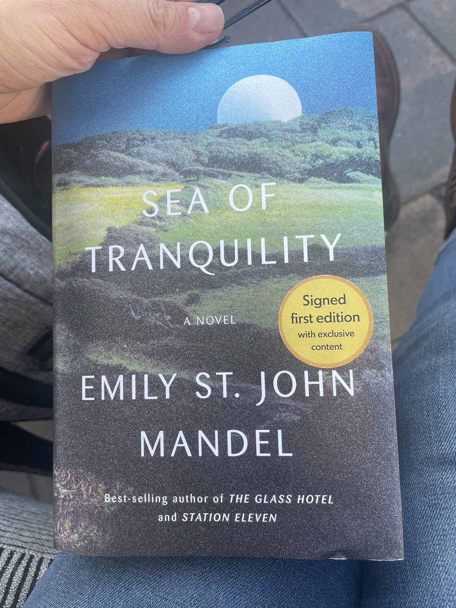 Another incredible, gorgeous book by Emily St John Mandel. I’m not sure whether to cry or laugh so I’ll just hold the book and gently pat it.
I recommend it, as I do all her books. 
#emilystjohnmandel #seaoftranquility #bookrecommendations #readingcommunity #reading #readthisbook