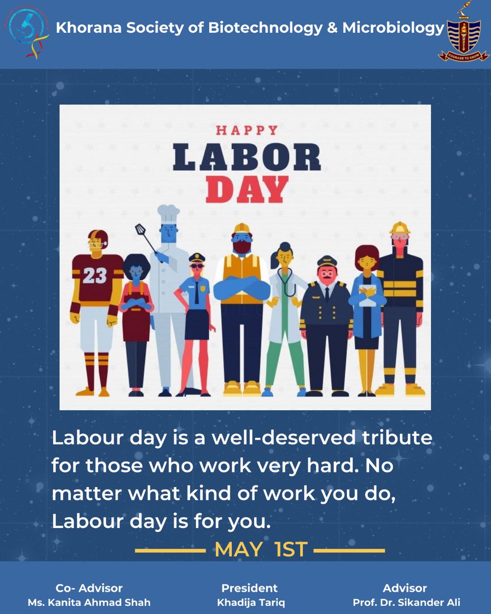 KhoranaSociety's tweet photo. Khorana Society of Biotechnology and Microbiology wishes everyone a 𝐇𝐚𝐩𝐩𝐲 𝐋𝐚𝐛𝐨𝐫 𝐃𝐚𝐲!
We acknowledge and appreciate your hard work and effort that continues to take our country towards success!
#LabourDay2022 https://t.co/OdeIrsvOin