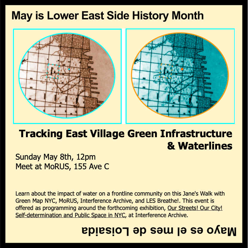 Museum of Reclaimed Urban Space (@morusnyc) on Twitter photo Next Sunday at 12pm!
Celebrate LES History Month with us, <a href="/GreenMapNYC/">GreenMapNYC</a>, <a href="/InterferenceArc/">Interference Archive</a>, and <a href="/LesBreathe/">LESBreathe</a> during a Janes Day walk exploring the impact of water on a frontline community.
eventbrite.com/e/tracking-eas… Next Sunday at 12pm!
Celebrate LES History Month with us, <a href="/GreenMapNYC/">GreenMapNYC</a>, <a href="/InterferenceArc/">Interference Archive</a>, and <a href="/LesBreathe/">LESBreathe</a> during a Janes Day walk exploring the impact of water on a frontline community.
eventbrite.com/e/tracking-eas…