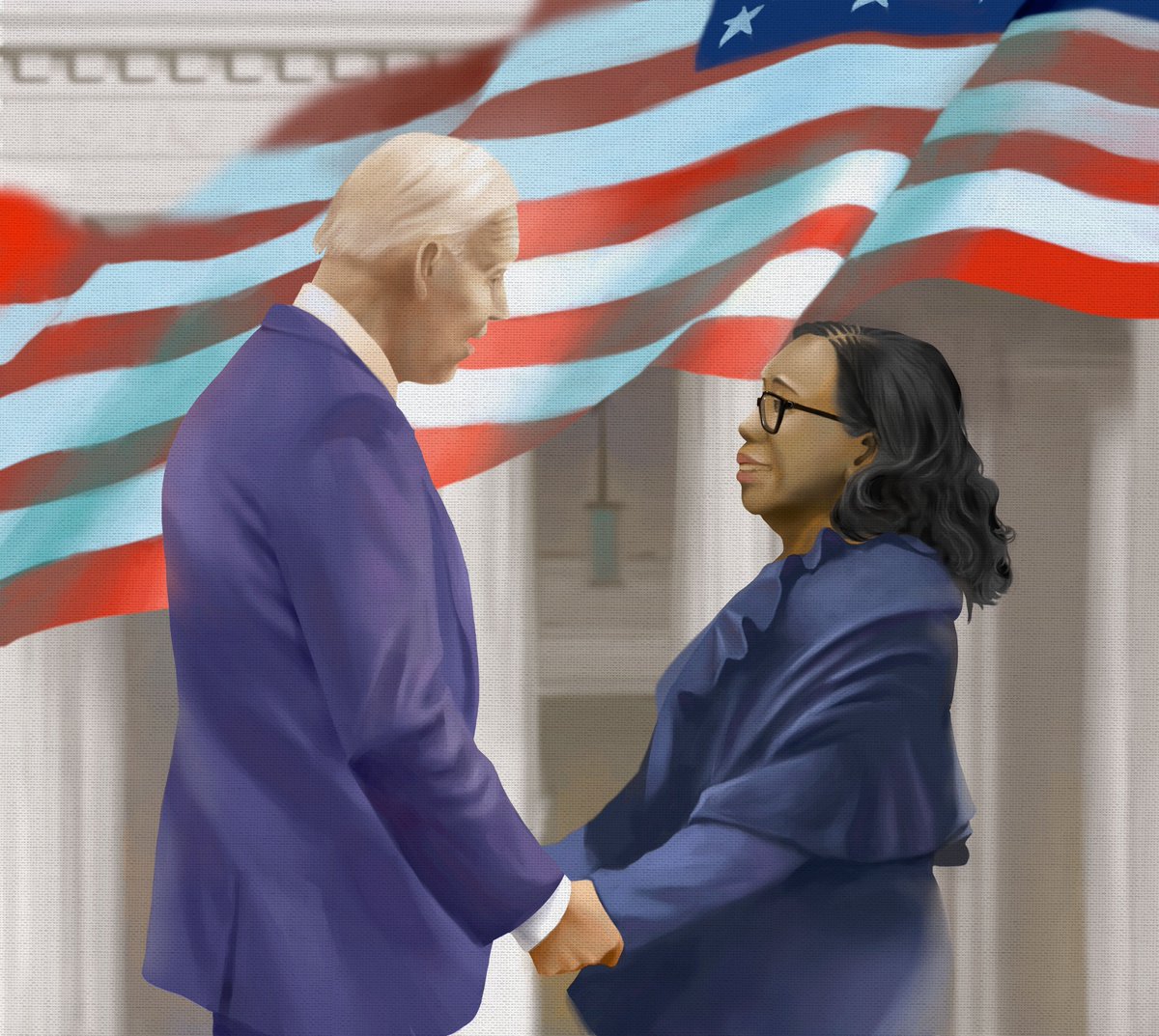 🎉President #JoeBiden congratulates #ketanjibrownjackson as the #Senate confirms her to be the first #blackwoman to sit on the US Supreme Court in its 233-year history, in the Roosevelt Room at the White House on April 7, 2022 in Washington, DC.

#NFTs :
opensea.io/assets/0x495f9…