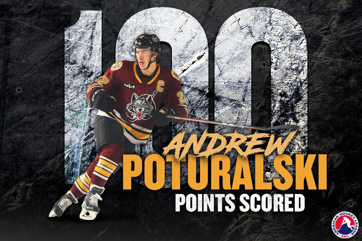 He's done it! Andrew Poturalski (<a href="/Chicago_Wolves/">Chicago Wolves</a>) is the 100th player in AHL history to reach 100 points in the regular season 👏