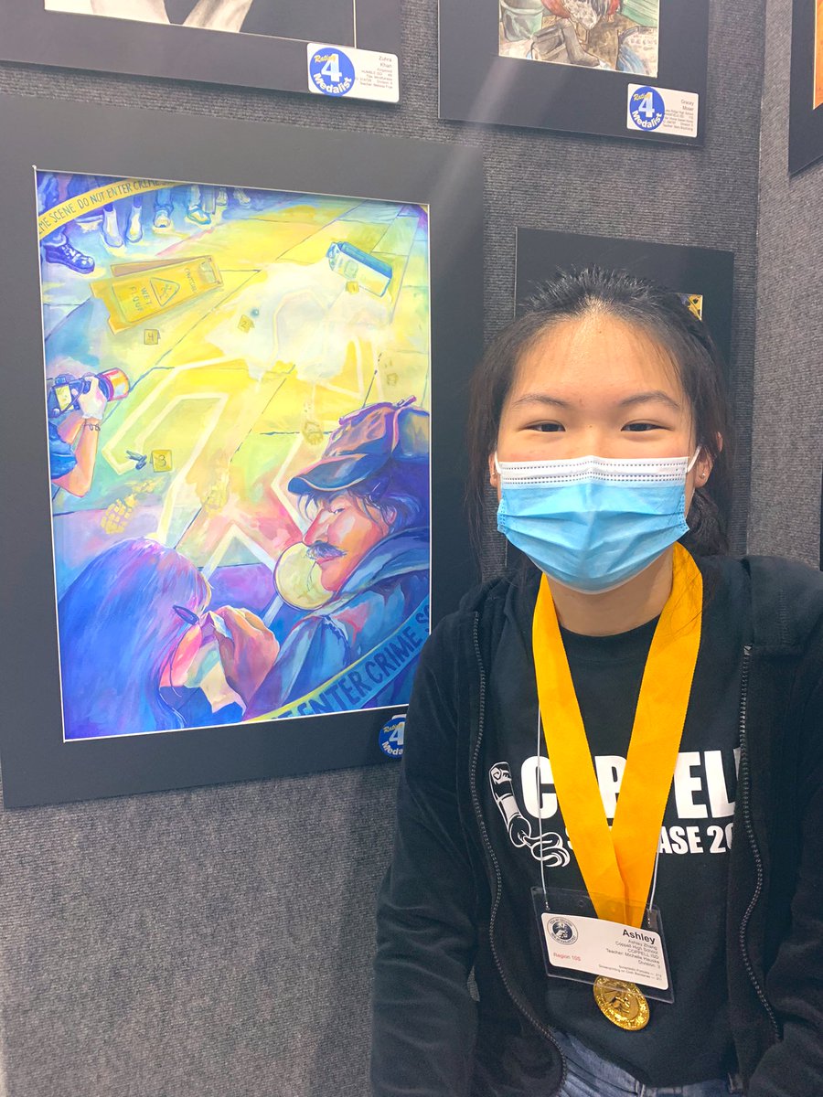 Ashley, in the spotlight, with two state medals and a Gold Seal! #CHSArt #statevase22 <a href="/MrsReynoldsArt/">Elsa Reynolds</a> <a href="/CoppellHigh/">🏫 Coppell High School 📚</a> #CHSReset