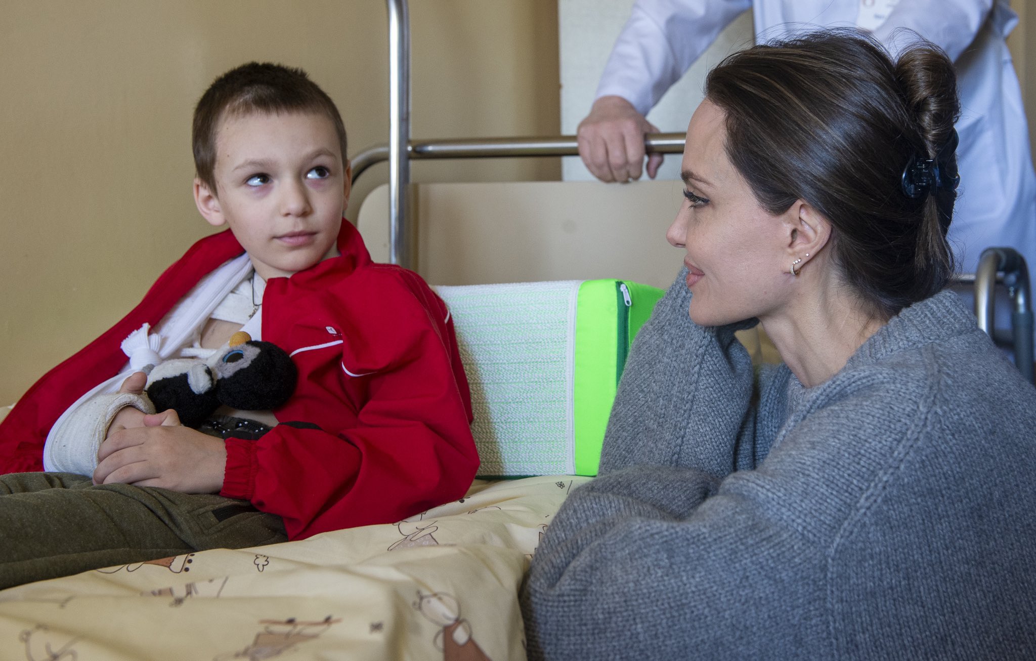 Angelina Jolie visits residents in Lviv, Ukraine