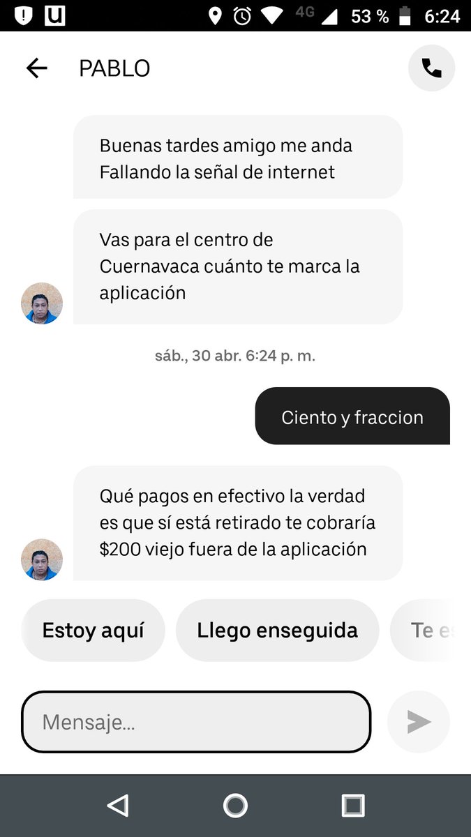 enmorelos's tweet photo. @Uber_Support @Uber_MEX @uber justo este tipo de situaciones en tus choferes es lo que propician los delitos. Lo peor de todo es que en tu aplicación no hay botón de comunicación directa para ayuda. #Debanhi https://t.co/JSmNysybop