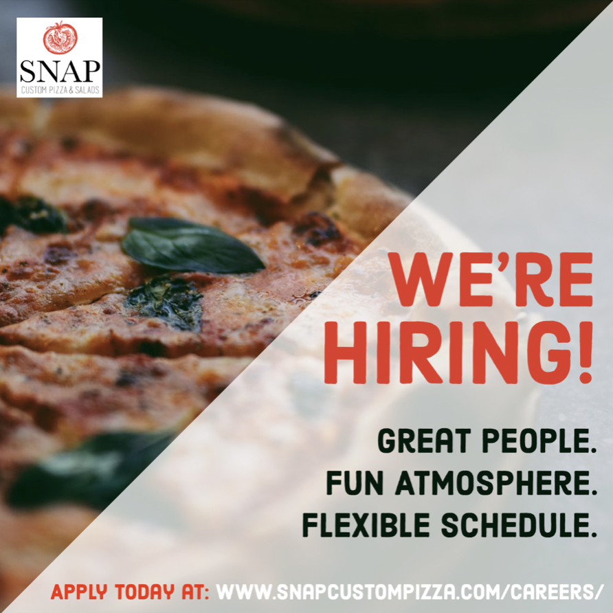 Are you a pizza lover? Does your current job stack up? We're looking for awesome people to join the SNAP team and start making some dough! 🙌
.
.
Apply today by visiting our website! [ link in bio ]
#SNAP #SnapCustomPizza #pizzalovers #jointheteam