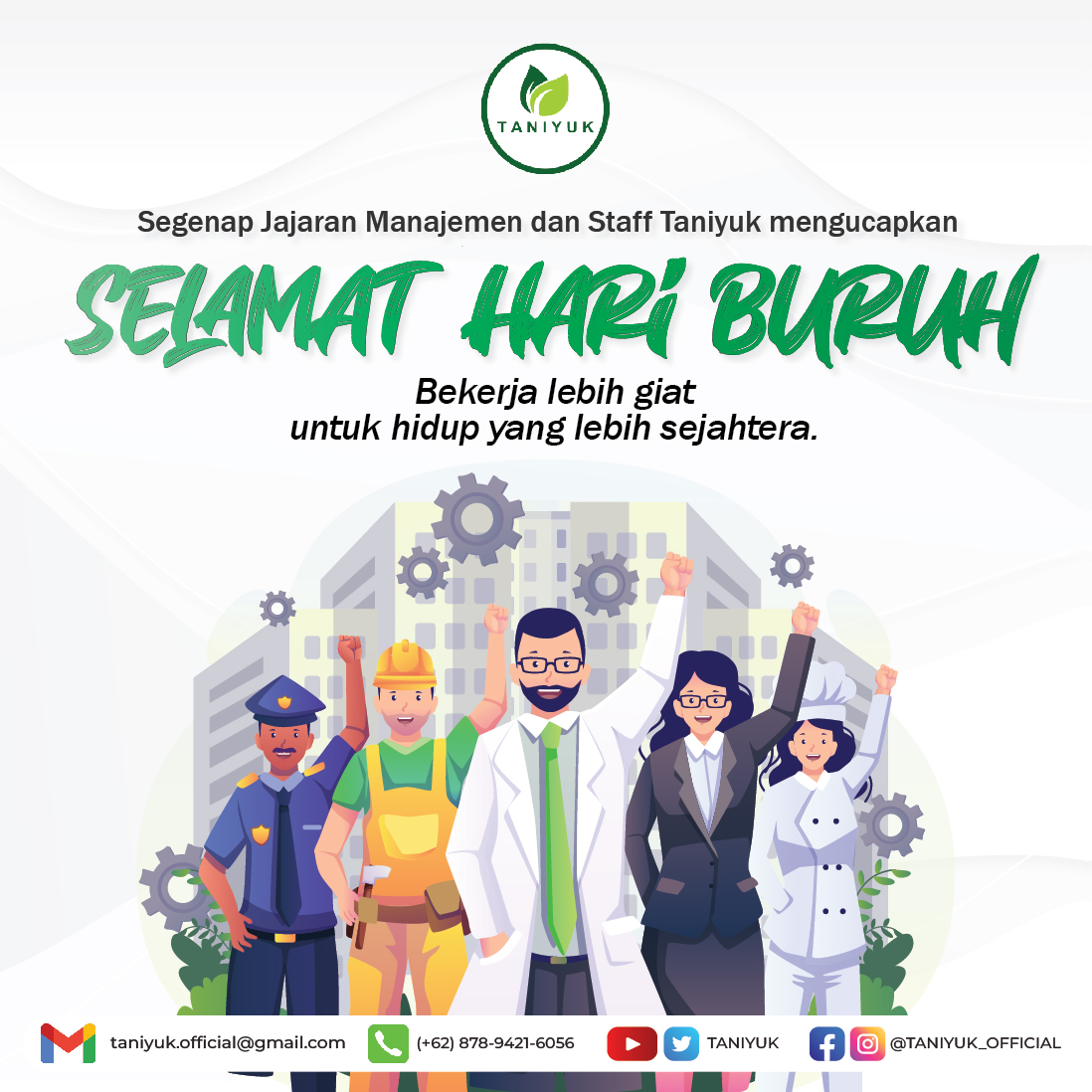 taniyuk's tweet photo. Selamat Hari Buruh! 
Bekerja lebih giat untuk hidup yang lebih sejahtera.
#hariburuh #hariburuhinternasional #hariburuhnasional #hariburuhsedunia #selamathariburuh #hariburuhindonesia #hariburuhinternational #hariburuh1mei https://t.co/Sg1HA2iczr