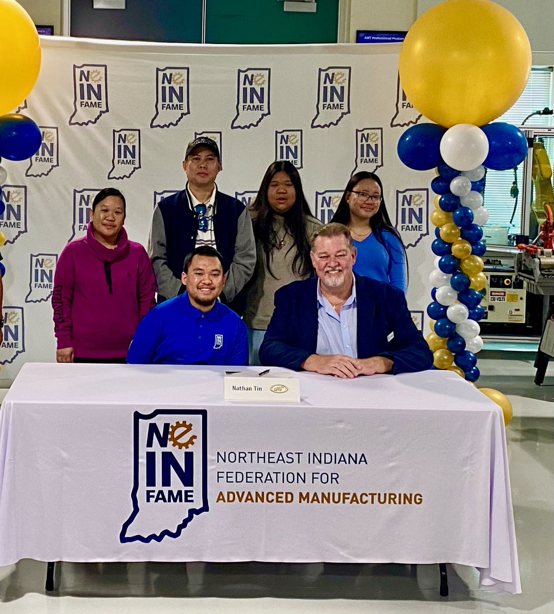 FWCommSchools's tweet image. Congrats to Dylan Kalb, Northrop, &amp;amp; Nathan Tin, @NewTechAcademy, who signed this week with businesses through NEIN FAME, a local advanced manufacturing federation partnering with @IvyTechCC.  #saturdaysuperstars #sparkinginnovation