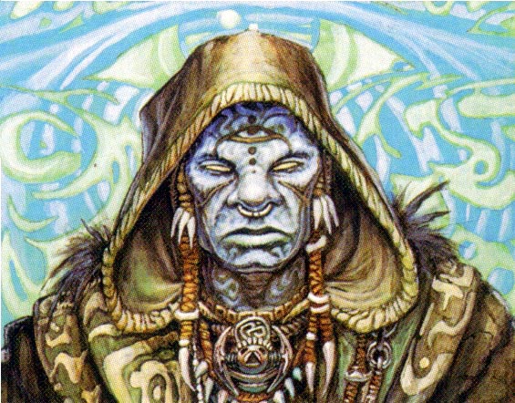 Ranaroth2's tweet photo. Steve Luke. Merfolk Seer. From Magic The Gathering: Mirage. The sea leaves no room for tears. Zhalfirin adage. #SteveLuke #merfolk #seer #wizard  #Mirage #MagicTheGathering https://t.co/mdULw421oh