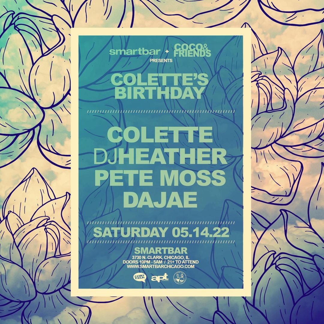 djheather's tweet photo. #TwoWeeksFromToday #SatMay14th #Chicago #CocoAndFriends #BDayBidness @smartbar @djcolette #PeteMoss @divadajae and myself ! #ComeEarlyStayLate ๐๐พ๐ https://t.co/FWDg1CNhvx