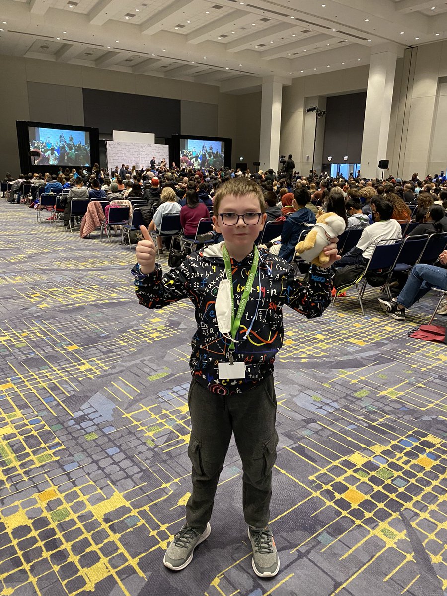 ProfWehrman's tweet photo. We had a great time at the @MathCON National Finals. @mathbywalt did amazing and finished with an honorable mention (4-10th place) among 4th graders. Out of 25K+ test takers, just over 600 competed in Chicago for the finals. #MathCON2022 https://t.co/OeQA7fSJSL