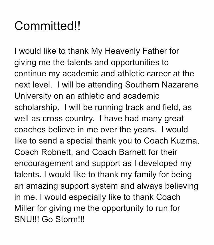 Committed!! <a href="/SNU1899/">Southern Nazarene University</a> <a href="/SNU_XCTrack/">SNU XC/Track</a>