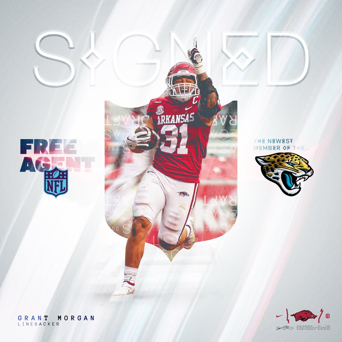 RazorbackFB's tweet image. Our guy @grantmorgan15 is headed to Jacksonville!  #ProHogs