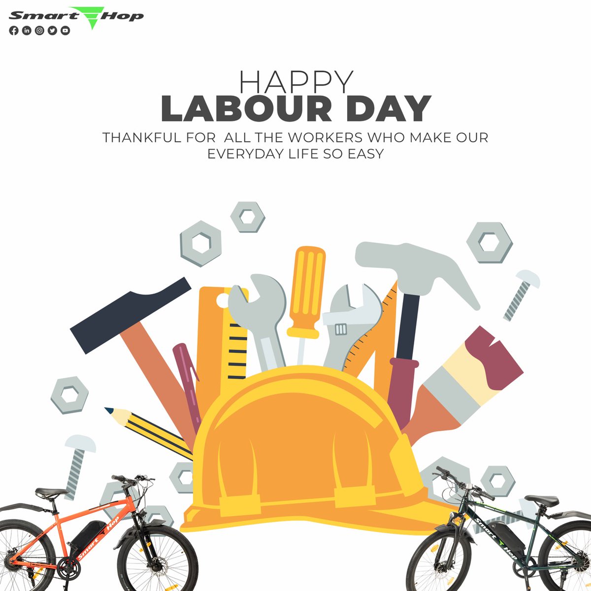 A big shout out to the nation builders of our nation. Warm wishes & Thanks on the occasion of labour day!!

#ElectricCycle #ElectricBicycle #Bicycle #Cycle #ElectricBikes #zeroemmissions #smartbikes #smartcity #savetheplanet #swachhbharat #smartehop #cyclefitLets #Tamilnadu