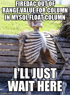 overflow_meme's tweet image. FireDAC Out of range value for column in MySQL float column stackoverflow.com/questions/7207… #firedac #cppbuilder103rio #mysql