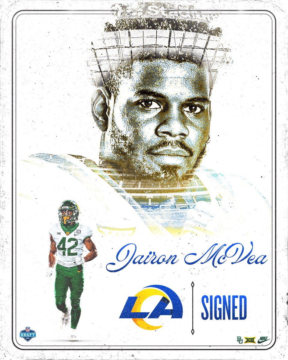 Big 12 Champion 🤝 Super Bowl Champion

<a href="/TheMcvea/">Jairon</a> is headed to the <a href="/RamsNFL/">Los Angeles Rams</a>. #RamsHouse

#NFLDraft | #SicEm | #BUncommon