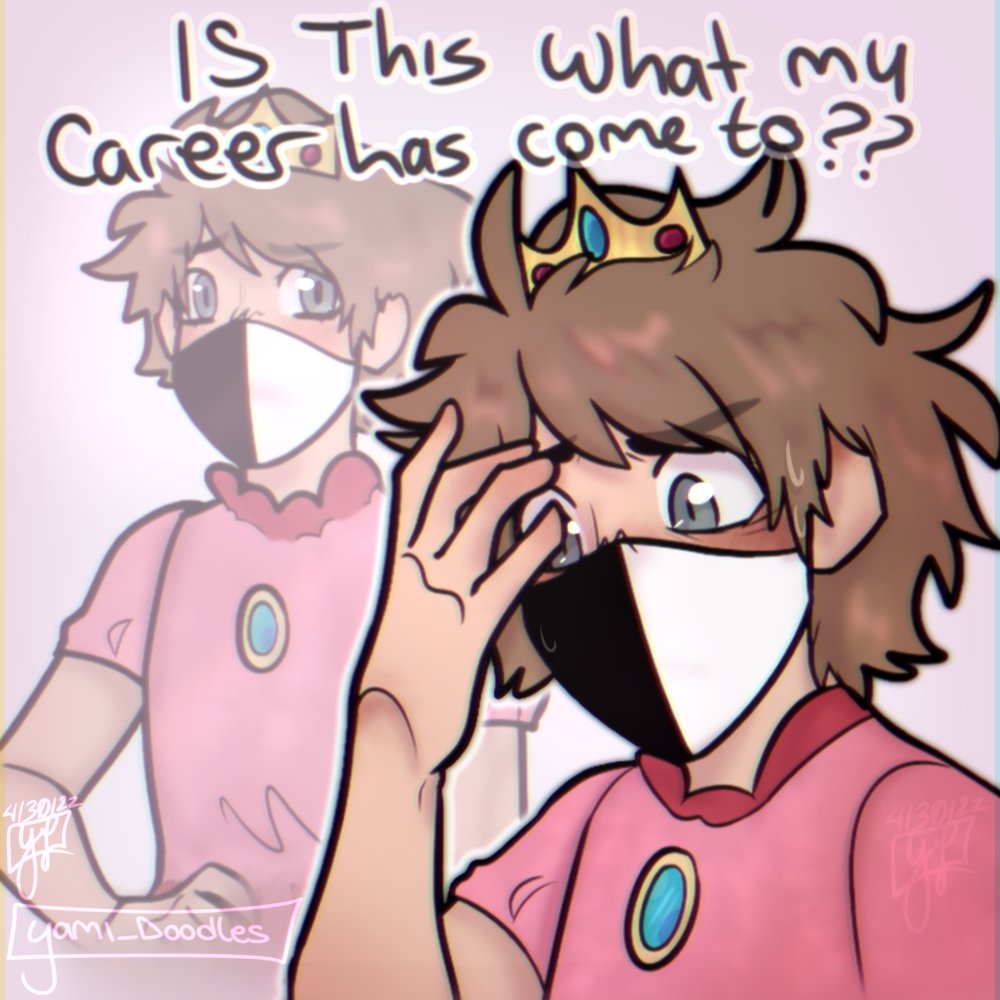 Yami_Doodles's tweet photo. Had to draw Ranboo's MCC princess peach outfit #ranboofanart #Ranboo https://t.co/Y2lT9dIM0m