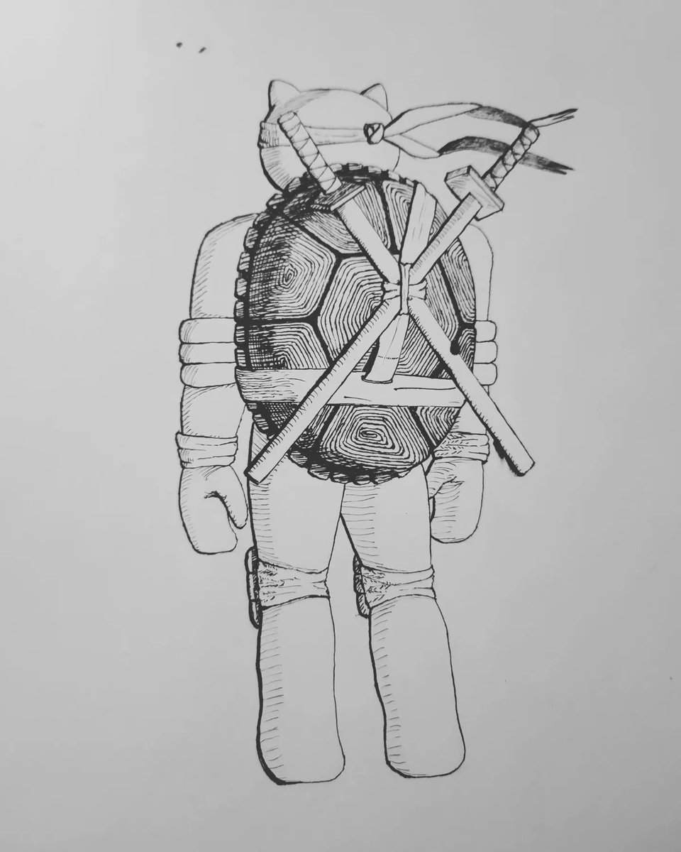 HmnkThe's tweet photo. Shell yeah!  Rio-san showing off his armor and shell.  This totally tubular guy was drawn by variant cover artist @ecrunaways 
#hmnk #hellomutantninjakitties #tmnt #teenagemutantninjaturtles #illustration #penandink #artist #NFTs https://t.co/HCOHePdxej