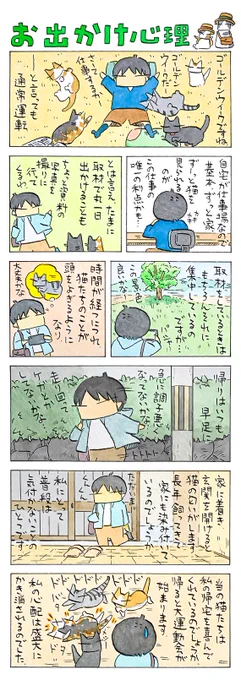 「外出」
どうしても家のことは気になりますよね。
猫は猫で意外と気楽に過ごしていたのかもしれませんが。笑
良いゴールデンウィークを
(久保智昭さんの「猫色スケッチブック」)つづきはこちら⇒https://t.co/xwvoGvYw4U 
