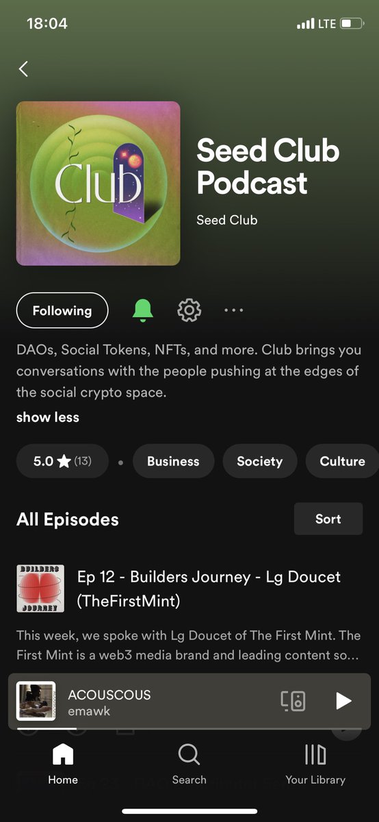 Hugo_Thinks's tweet photo. @seedclub @thattallguy Don’t know where I’d be without this podcast! https://t.co/x72SMbQ0fV