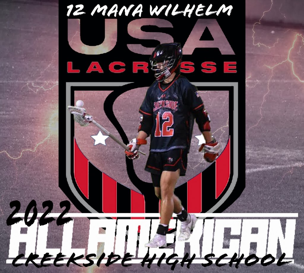 Congrats to 2022 Attackman Mana Wilhelm. USA Lacrosse All American!! 1 of only 8 chosen in  a talent loaded North Florida region. #creeksidelax