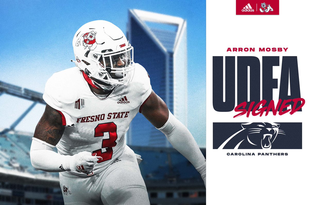 FresnoStateFB's tweet photo. WAKE ‘EM UP @ArronMosby 🗣

The Valley ➡️ @Panthers 

#GoDogs | #PrideOfTheValley https://t.co/8o1H9L7dEO