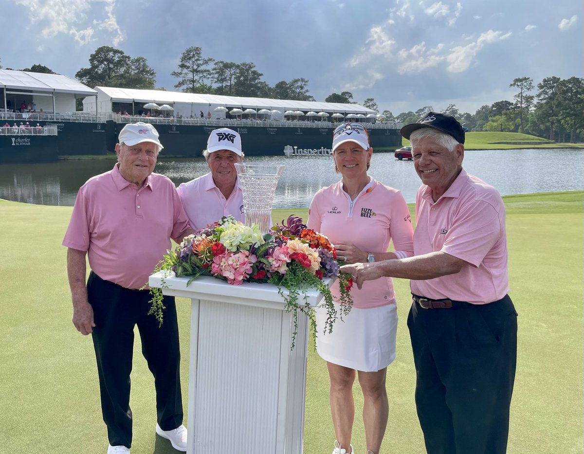 MikeMcGeeAnnika's tweet photo. Champs! @jacknicklaus made yet another birdie putt at the last for the win. What an incredible day and honor to be with this group! Thanks @ANNIKA59 😘 

@3M @InsperityInvtnl @ChampionsTour @GolfChannel @CallawayGolf https://t.co/8u4wOoqhNJ