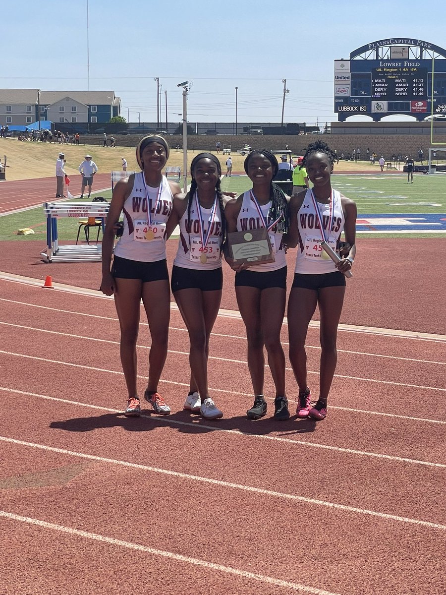 REGION 1-5A CHAMPIONS - 4x100m with a new school record time of 46.08‼️‼️ (Lola Mabon, Adriane Nwonumah, Norah Nwonumah, Princess Miller)