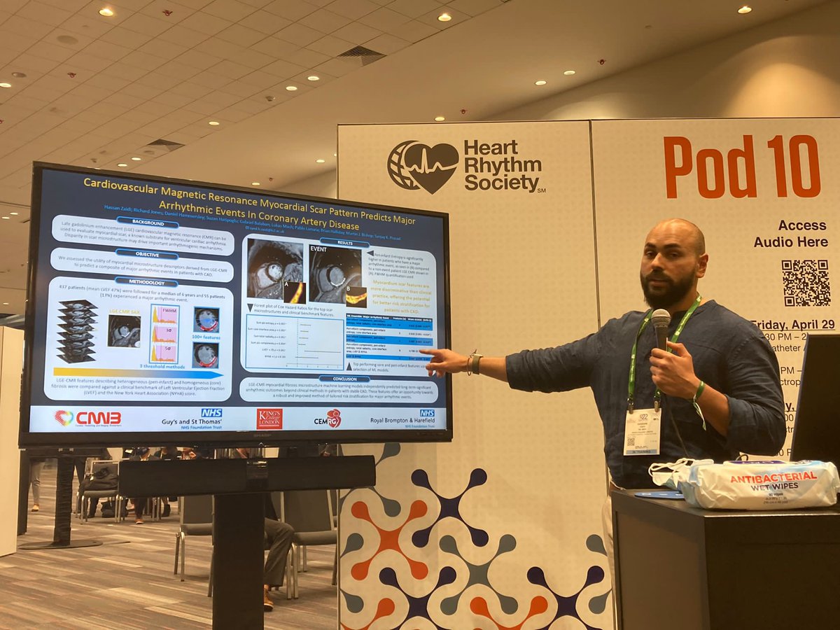 Our work with RBH on SCD prediction with LGE in a large ICM cohort presented by PhD student Hassan Zaidi at #HRS2022