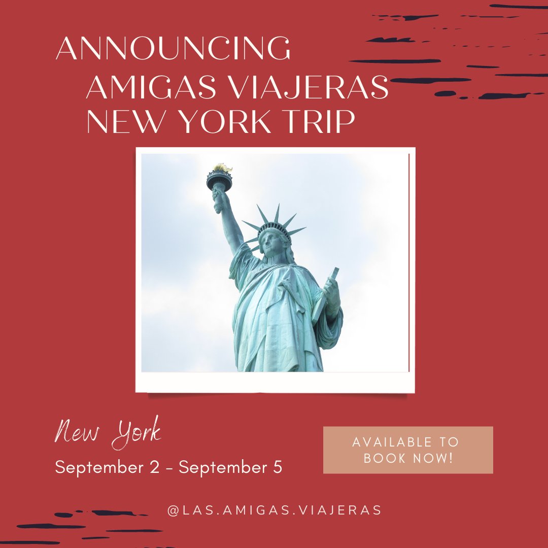 amigasviajeras's tweet photo. New York is available to book! Remember our tours are small groups (no more than 10 individuals). We know there is a lot of interest in this tour and want to make sure you get that coveted spot! We are offering a discount for if you book within the first 2 weeks. Take advantage! https://t.co/q8pm4rOVpx