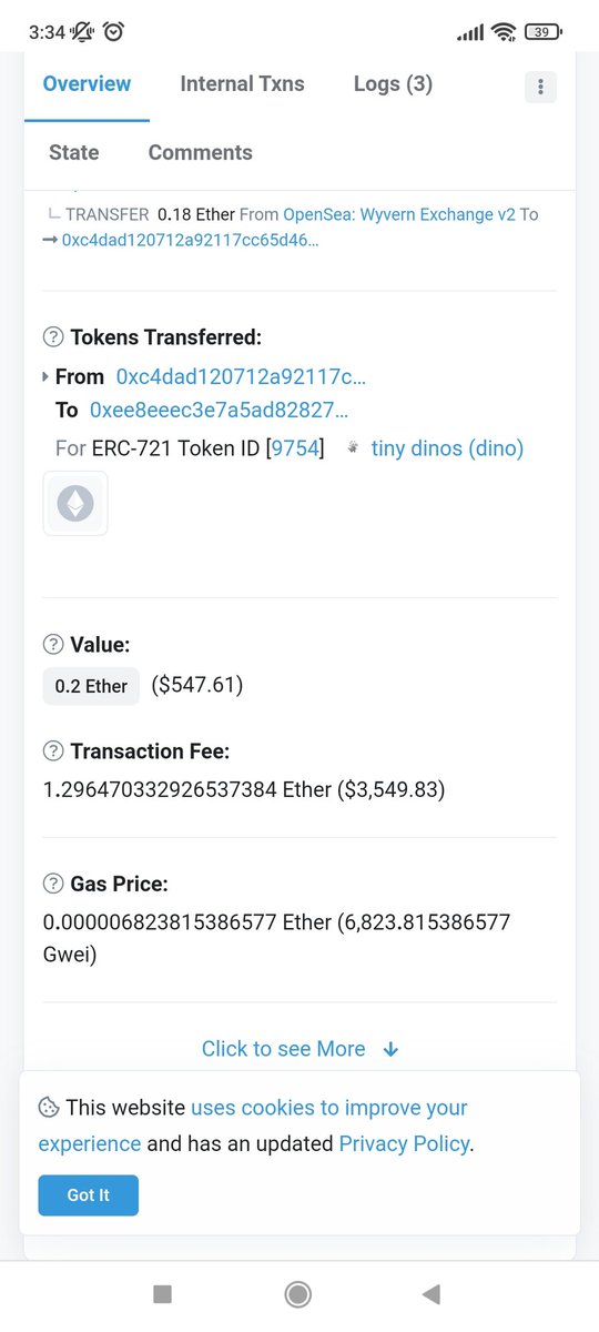 This dino was swept at 0.20 ethereum, the holder paid more than 1.2 eth in fees. do you think it's to sell it at 0.22 ethereum? nope.
Probably nothing 😌
#tinydinos #rawr #cc0summer