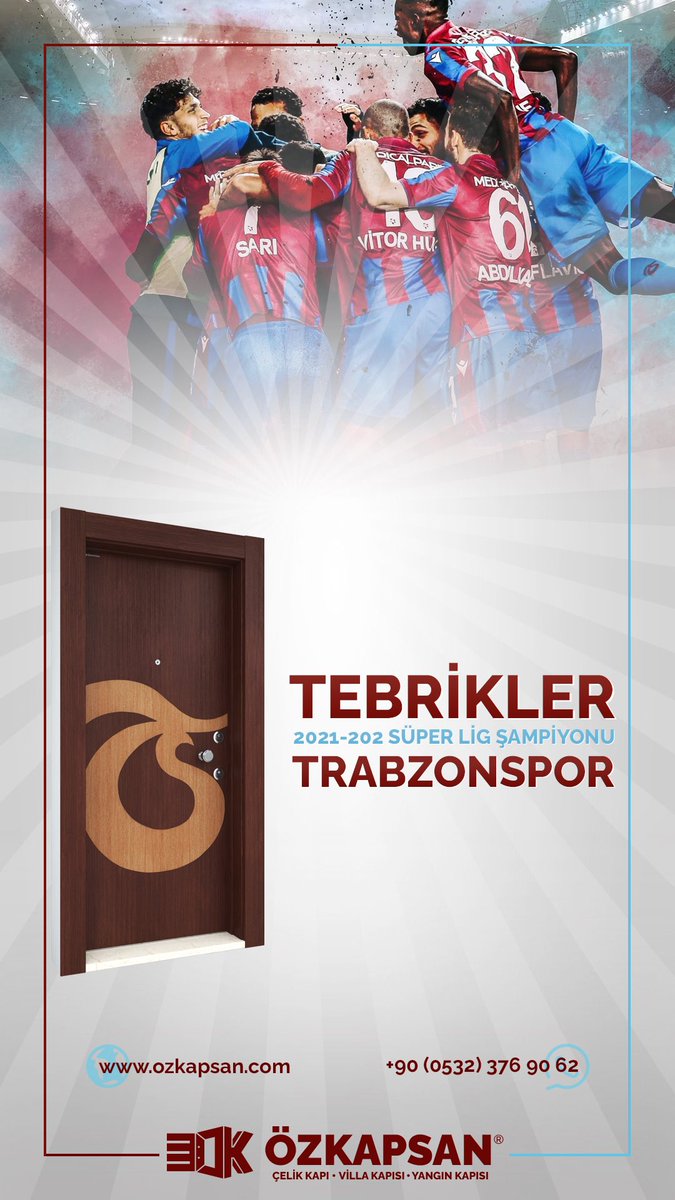 ozkapsanckapi's tweet image. 🔴🔵🏆 Şampiyonluk fırtınası @Trabzonspor ile esiyor! 🌪 Koca bir şehrin bitmeyen inancını, çocukluk rüyasını, Trabzonspor’un şampiyonluğunu yürekten kutluyoruz! 🔥 Galibiyetlerin sonsuz olsun! #ŞAMP1🏆 #Fırtına #SampiyonTrabzonspor #ÖzkapsanÇelikKapı #2022TaraftarModel