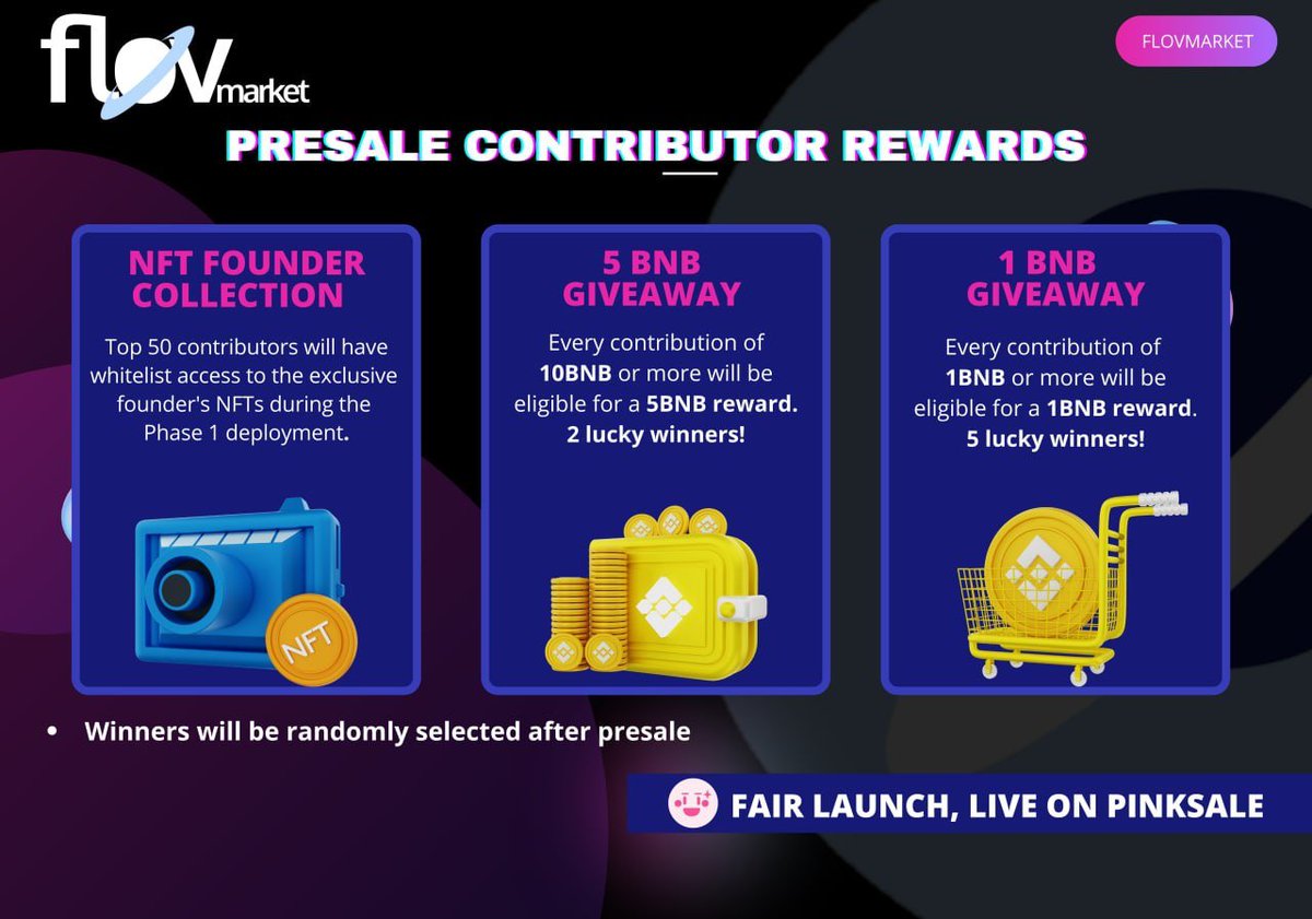 Dear #FLOVM members ❤️

With the soft cap now filled, we want to introduce a contest for the next 3 days of #presale. All buys from the beginning can qualify as well!

You can still participate in our presale until may 4th!
Dont miss out🚀⚡️
pinksale.finance/#/launchpad/0x…

#BNB #BINANCE