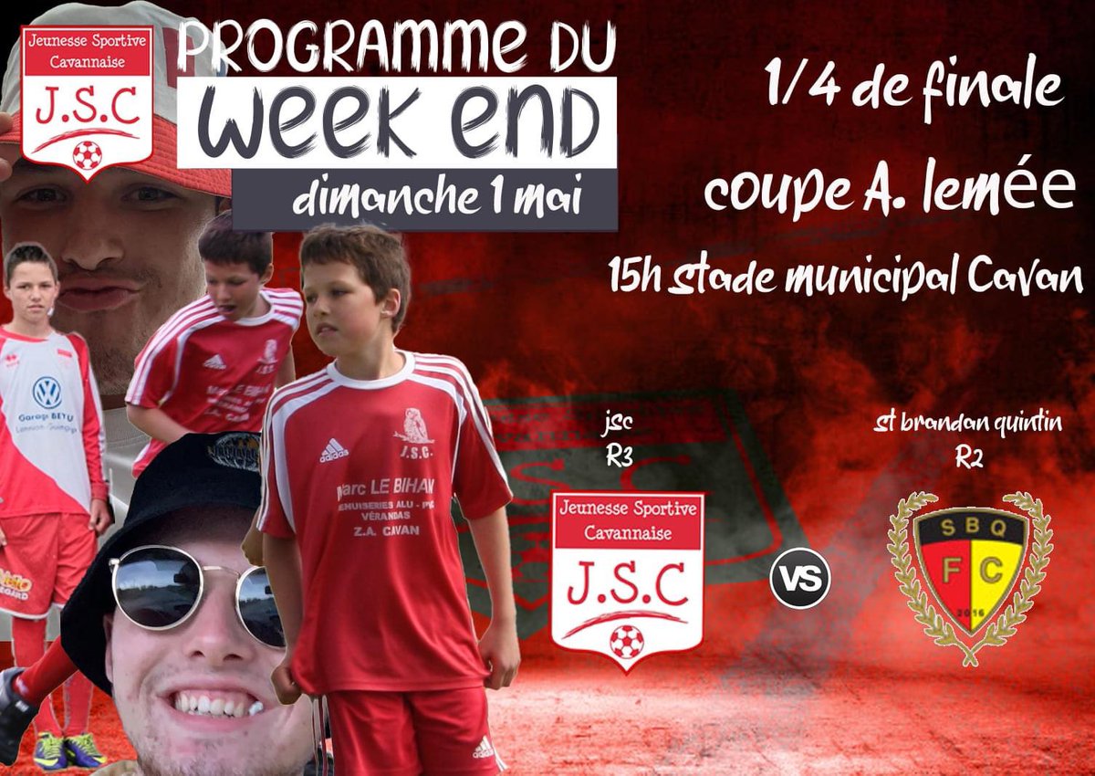 ‼️JOUR DE MATCH‼️ C’était pas hier, c’est pas demain mais bel et bien aujourd’hui que la JSC reçoit Saint-Brandan Quintin dans le cadre d’un quart de finale de coupe Ange Lemée ! On vous attend nombreux pour venir pousser la JSC à réaliser l’exploit!!❤️🤍 #JSC #JSQatar