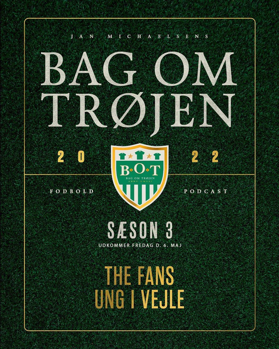 bagomtrojen's tweet photo. Fredag den 6. maj starter BAG OM TRØJEN!
Vi åbner 3. Sæson med Patrick, Niels og Jakob i centrum. De har deres yndlingstrøjer og fortællinger med ind til Jan i studiet.
Hvis du er vild med fodbold, fodboldtrøjer og elsker en god fortælling må du ikke gå glip af BOT - THE FANS https://t.co/OuKtLLcVAq