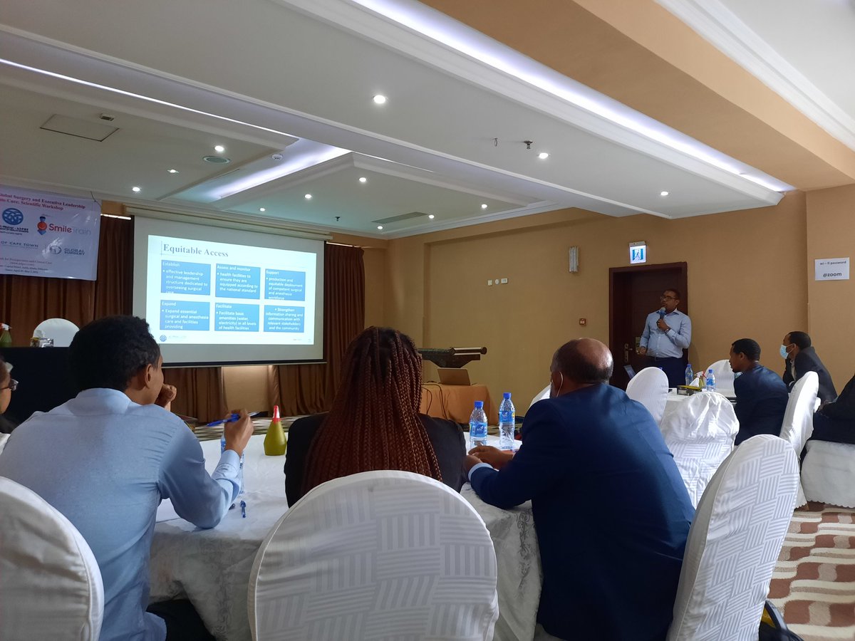 BruceBiccard's tweet photo. Great summary of factors required for equitable access to surgery by Desalegn Bekele of Ethiopian Health Services Directorate. 1  Leadership 2 Facility equipment 3 Workforce 4 Facility number 5 Amenities e.g. roads, 6. Communication with stakeholders @Net4PCc https://t.co/vyt4CR5BWi
