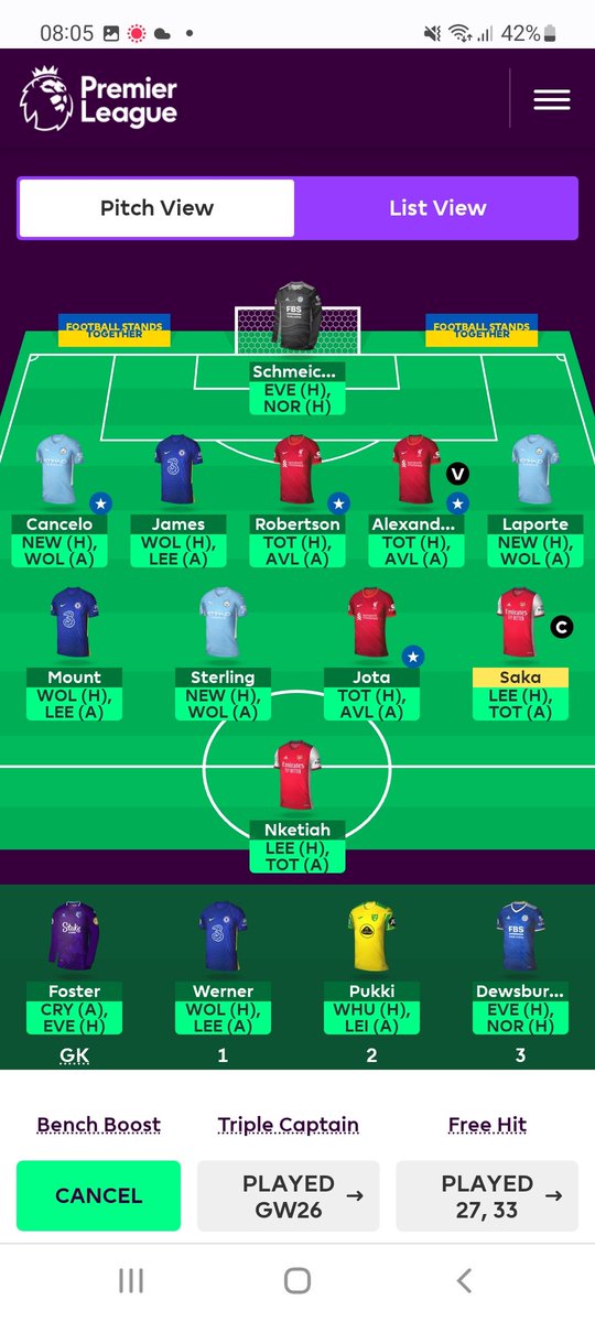 Looking forward to GW36...bench boost active, 2 free transfers and £2.3m in the bank for late tinkering #FPL