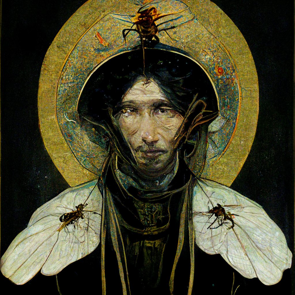 A patron of hunters and courtship, the Saint of Scorpionflies is one of the friendliest and most welcoming of the bestial cybersaints. He is willing to watch his flock come and leave, for many come to him solely for advice on capturing the attention of their mate.