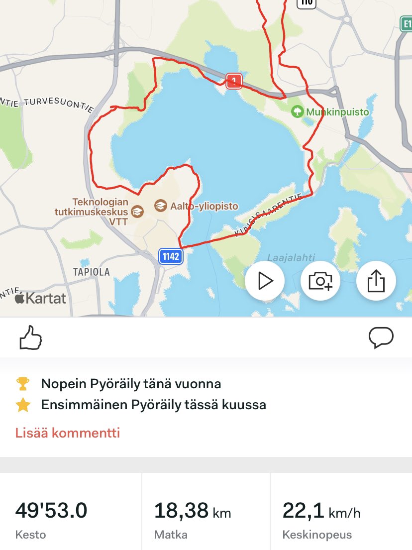 vkilpi's tweet photo. Kilometrikisa startattu Vappu lenkillä, kesärenkaatkin vihdoin jo alla! #kilometrikisa #gokojamo https://t.co/UkxmZw8j5w