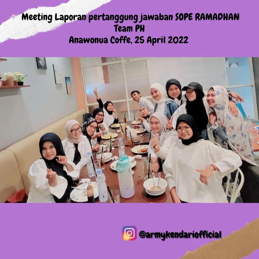 ArmyKendari's tweet photo. Terima kasih team PH untuk SOPE Ramadhan yang telah berjalan lancar. 
Terima kasih atas waktu, tenaga, pikiran, materi, dan kerjasamanya.
Sampai ketemu di Sosial Project selanjutnya 💜💜

#armykendari
#armykendariofficial https://t.co/HjVCg0EaU2