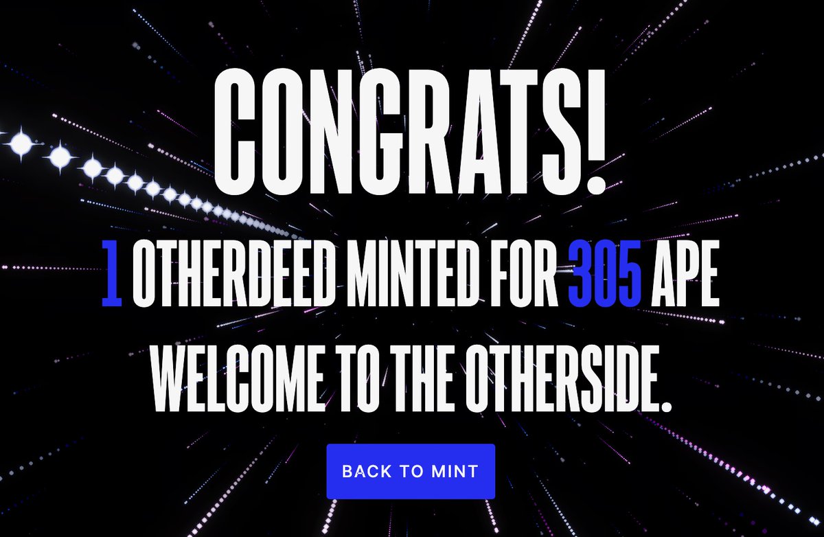 Gas was insane, so me and @_coger fomo'd in on 1 land deed together. I'm officially a co-owner of my first piece of metaverse real estate by @othersidemeta and @yugalabs!!! LFG 💎🦍🚀!!!