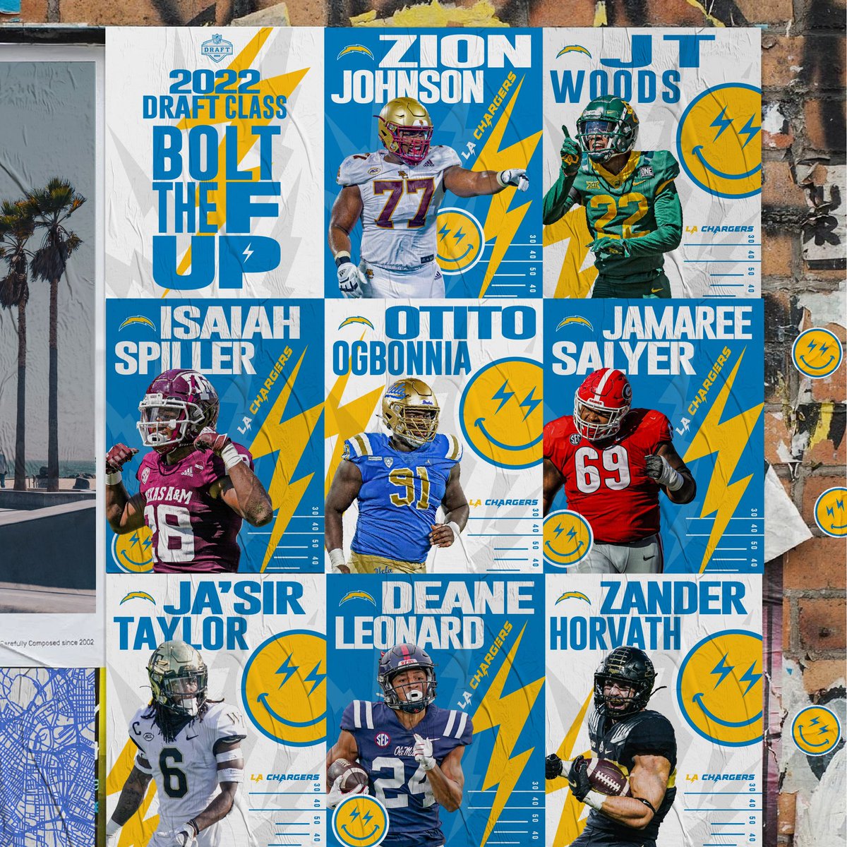 Los Angeles Chargers (@chargers) on Twitter photo BTFU class of 2022
⚡️ <a href="/_ZJ77/">Zion Johnson</a>
⚡️ <a href="/Jtwoods_7/">💔</a>
⚡️ <a href="/isaiah_spiller/">Isaiah Spiller</a>
⚡️ <a href="/otitoogbonnia12/">Otito Ogbonnia</a>
⚡️ <a href="/jamareesalyer69/">Jamaree Salyer ♠️</a>
⚡️ <a href="/suppastar_/">Ja’Sir Taylor</a>
⚡️ <a href="/DeaneJLeonard/">Deane Leonard</a>
⚡️ <a href="/zhorvath_/">Zander Horvath</a> BTFU class of 2022
⚡️ <a href="/_ZJ77/">Zion Johnson</a>
⚡️ <a href="/Jtwoods_7/">💔</a>
⚡️ <a href="/isaiah_spiller/">Isaiah Spiller</a>
⚡️ <a href="/otitoogbonnia12/">Otito Ogbonnia</a>
⚡️ <a href="/jamareesalyer69/">Jamaree Salyer ♠️</a>
⚡️ <a href="/suppastar_/">Ja’Sir Taylor</a>
⚡️ <a href="/DeaneJLeonard/">Deane Leonard</a>
⚡️ <a href="/zhorvath_/">Zander Horvath</a>