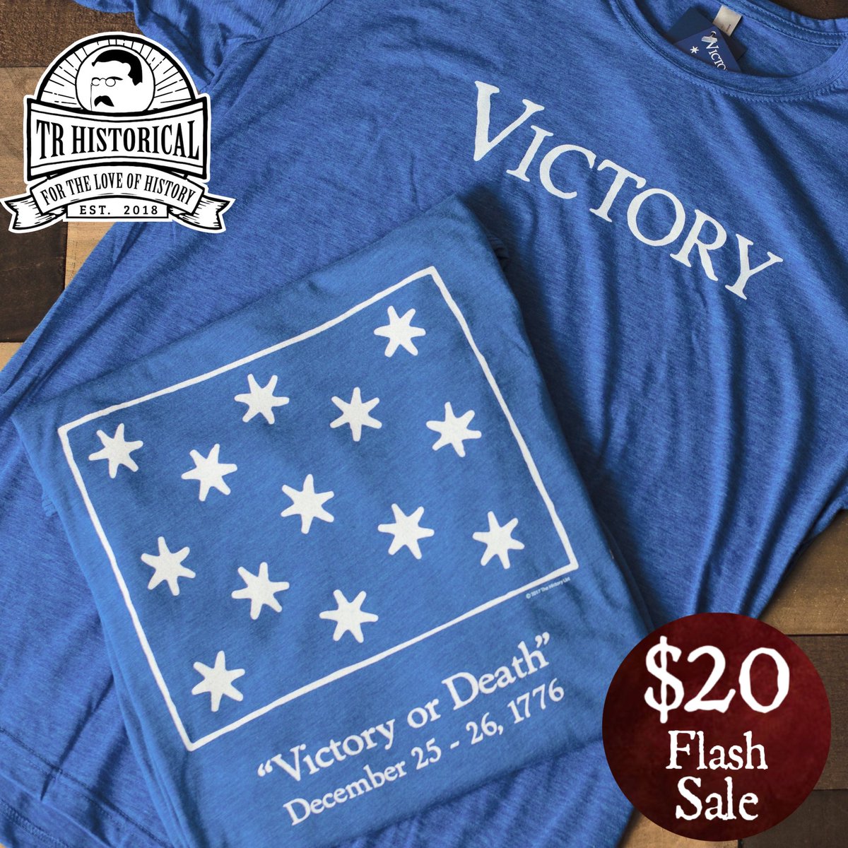 TRHistorical's tweet photo. Victory or Death Washington’s Crossing Tees - $20 each for bright blue color
Short / Long Sleeve / Women’s V-Neck
⚠️While supplies last⚠️
🆓 Shipping within the USA
https://t.co/af4C9O0Qph - Products “For the Love of History”
#washingtonscrossing #americanrevolution https://t.co/GCpJikcaH0