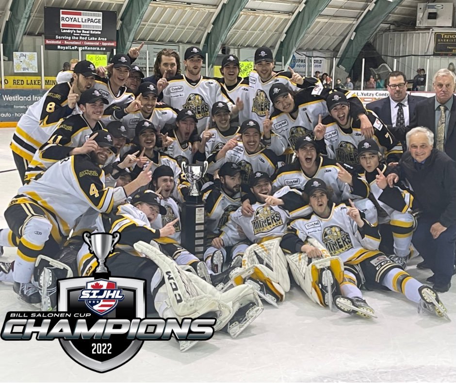 A 3rd #CJHLHockey team is now Centennial Cup-bound. Congratulations to the <a href="/SIJHL/">SIJHL</a> Bill Salonen Cup champion <a href="/RedLakeMiners/">Red Lake Miners</a>. Photo credit: SIJHL - <a href="/HockeyCanada/">Hockey Canada</a>