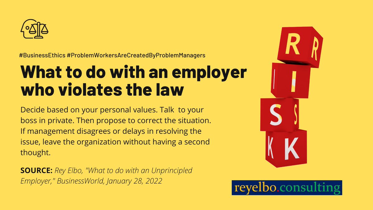 Rey_Elbo's tweet image. What would you do with an unprincipled employer? #businessethics #ProblemWorkersAreCreatedByProblemManagers