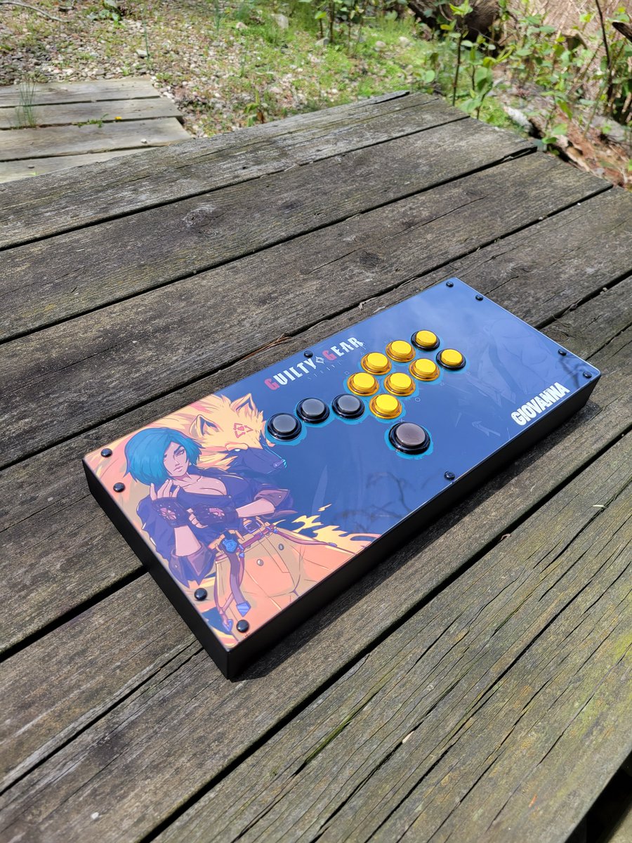 Shark_Forge's tweet photo. Thanks to my INCREDIBLE Twitch community's generosity and support, I was able to get this HitBox and customize it. Love it! Giovanna Color 04 artwork done by @DooberMcGoober and art printed by @focusattack ! #giovanna #hitbox #doobermcgoober #focusattack #fightstick #arcadestick https://t.co/yd5mlniNGV