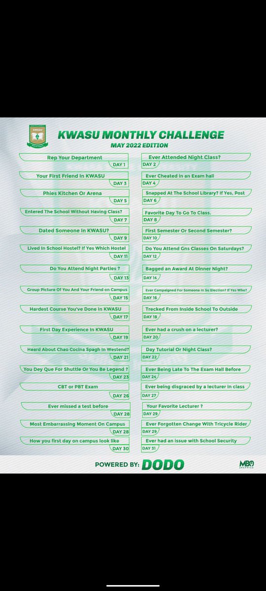 #kwasuchallenge
#kwasuanonymous
#campusreport
#kwasusu
 Day 1: Accounting