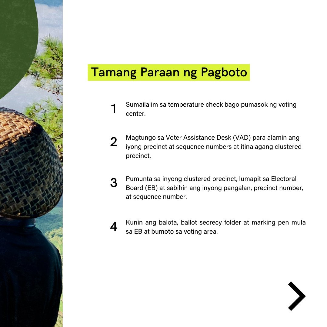 KLPLaguna's tweet photo. [ MGA DAPAT TANDAAN SA ARAW NG HALALAN, MAYO 9, 2022 ]

Sa nalalapit na halalan, mahalagang maging handa tayong lahat. Upang masiguro ang kaligtasan ng ating kalusugan, may ilang pagbabago sa panuntunan sa pagboto ngayong 2022. 

[1/6] https://t.co/rjFNsrbTly