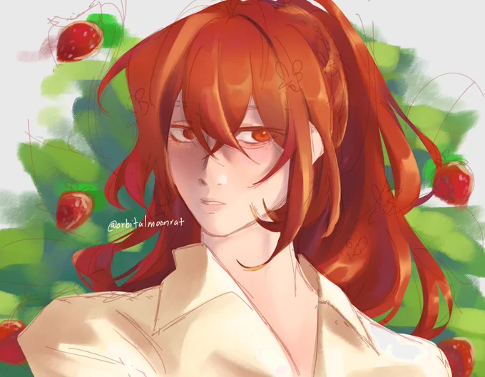 Happy Birthday Diluc, I'm sorry I couldn't bring myself to draw you in your beautiful short sleeve shirt today, but I've drawn pretty art of you before so here you go, our favorite phoenix <3 