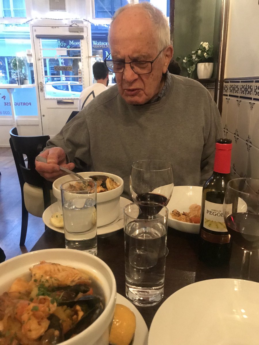 Sudifoodie's tweet photo. My nearly 90 Dad @bvpainter has turned restaurant sleuth & introduced me to the fabulous #Atore family run restaurant in Crystal Palace which serves a proper caldeira (fish stew traditionally made in a cataplana) & superb seafood rice & proper ‘flan’ old fashioned prices https://t.co/AcElSqGH9h