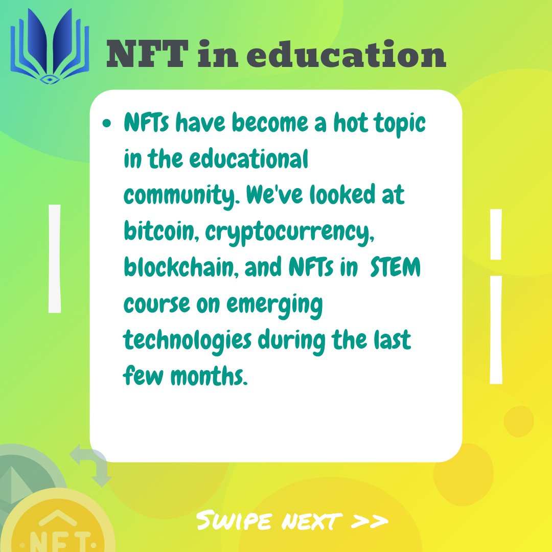 Edu_Checked's tweet photo. NFTs are basically unique identifiers that can cryptographically assign ownership. NFTs can be used to easily access blockchain, a form of online storage which if used simultaneously can disrupt the education sector!

#NFTs #edtech #checkedit #educhecked #future  #education https://t.co/ozwsykdu5o